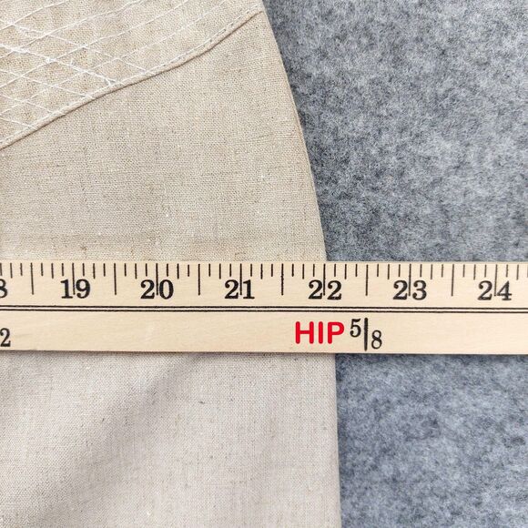 Marla Kim Skirt Sz XL Beige Linen Cotton Blend Midi Modest Slit Career Chic - Picture 5 of 12